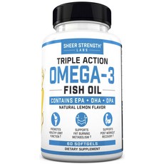Sheer Strength Labs 3倍效Omega-3魚油軟膠囊 檸檬風味, 1罐, 60顆