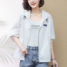 여성용 자외선 차단 자켓 여름 빅사이즈 후드 점퍼 스트링 바람막이 자켓