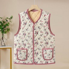 겨울 여성 사무실 선물용 누빔 퍼 조끼 단추형 김장조끼