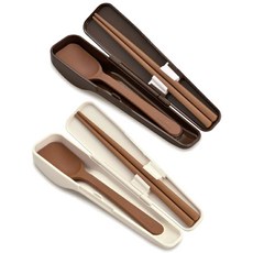써모스 보온 도시락 전용 수저 세트 휴대용 숟가락 젓가락, 1세트, 단품, Brown