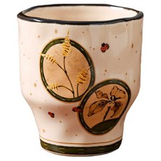 가와시마야 빈티지 페인팅 세라믹 컵 280ml B-1127, 내추럴 플라워, 1개