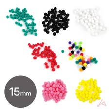 미술학원 방울솜 솜공 뽕뽕이 컬러 15mm 빨강 재료 인형, 흰색