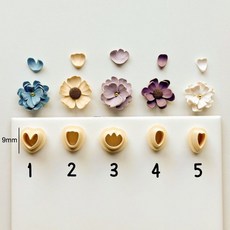 花朵耳飾軟陶模具5件套裝，DIY花瓣組合裝飾切模，手作工具, 1個, 5件1套 顏色肉色