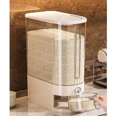 HYMIC 대형 쌀 디스펜서 5kg(11파운드) 시리얼 용기 식품 보관 용기 계량 컵 포함 주방 가정용 애완동물 사료 홀더 (5.4kg(12파운드) 137823