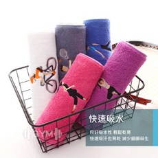 純棉運動毛巾 刺繡毛巾 加長型毛巾, 1個, 長版刺繡純棉運動毛巾-紫
