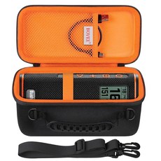 BOVKE Bushnell Golf 윙맨 뷰 골프 GPS 스피커용 휴대용 케이스 어깨 스트랩이 있는 거리 측정기 여행용 보관 홀더 골프 카트 블루투스 스피커 가방 정리함, 블랙+오렌지