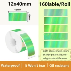 2 롤 12*40mm 홀로그램 라벨 스티커 life P15 P12 P11 D30 Q30S 프린터 방수 자체 접착 열전사 용지 Green 2roll, 1개