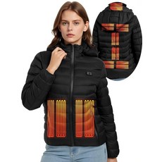 MATEAM 여성용 온열 패딩 재킷 9 난방 구역 경량 온열 겨울 코트 블랙. L