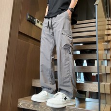 冰絲工裝褲 男士 夏季薄款 直筒休閒長褲