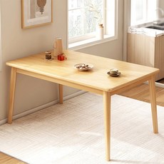 FONOW 식탁 심플 홈리스 우드 테이블 1200mm, 4인용, A-나무색