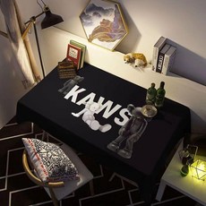 台灣出貨 桌布 網紅ins黑色潮流芝麻街kaws卡通桌布男生臥室家用書桌布餐桌布, 1個, ZBJ05,90x60厘米(床頭柜常用)