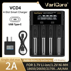 VaraCore VCD4 3.7V 리튬 이온 1.2V NIMH AA 배터리 5V 2A Type-C 4슬롯 LCD 디스플레이 스마트 충전기 오, 01 VCD4-5V 2A-AU