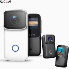 SJCAM C200 엄지 액션캠 오토바이 블랙박스 4K HD 360도 파노라마 야간촬영 1.28 IPS스크린, 화이트