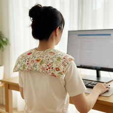 [온기] 어깨 찜질팩 팥 4종 충전재 황토 온열 + 커버포함 (화이트꽃), 1세트