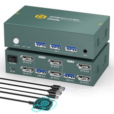 8K@60Hz 포트 KVM 스위치 2 컴퓨터 USB3.0 DP 듀얼 스위처 PC노트북 공유 키보드 마우스 DP.4 EDID 적응형, Dark Blue