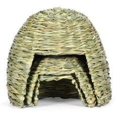 寵物異寵草屋套裝 兔子龍貓倉鼠刺蝟豚鼠純手工草編兔窩保暖, 21*14, 1個