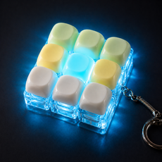 차르미콜 LED 키캡 키링 9구 마카롱 딸깍이 키보드 클리커 피젯토이 스트레스 해소 장난감, 1개, LED 9구 마카롱 믹스