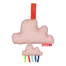 mellipou 嬰兒粉色雲朵造型床掛，柔軟舒適，促進視覺發展, 粉色, 1個