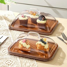 빵 덮개 바구니 세트 카페 진열대, 대나무색 작은 사각 트레이