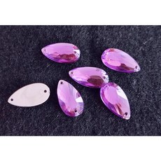【綺綺愛編織】雙孔壓克力水滴鑽 21*12MM 半面貼鑽 服飾 DIY 材料, 1個, 紫(10顆)