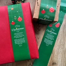크리스마스 띠지 포장지 선물포장 띠종이 리본, 70매, 크리스마스오너먼트