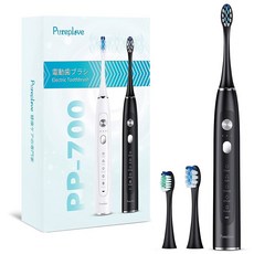 플러브 PP 700A WHA 전동 칫솔 무음 42 000 무선 충전 IPX7 방수 휴대용 살균기 5가지 모드 타이머 초고속 진동 낮음, Bla (Model Number Pp 700)