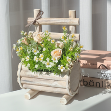 라피오레 우드가든 내추럴 조화 장미 플라워 인테리어 소품 자나장미, 우드가든 버킷형, 코랄, 1개