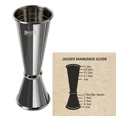 바텐딩용 지거 일본 전문 칵테일 지거 프리미엄 304 스테인리스 스틸 지거 프리미엄 및 튼튼한 56.7g(2온스) 28.3g(1온스) 내부 치수 바텐딩 측정 칵테일 지거, 지거 3
