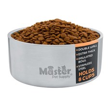 Master Pet Supply 스테인리스 스틸 강아지 그릇 - 708.7g(25온스) 튼튼함 - 피스타치오 이중벽 매우 두꺼운 단열 개 고양이 및 애완동물용 미끄럼 방지 반려, 8 Cups (64 oz)