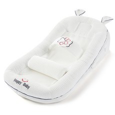 Happy Baby 嬰兒防吐奶斜坡墊枕 新生兒床中床, 高度可調 - 升級三合一 白色小兔床中床