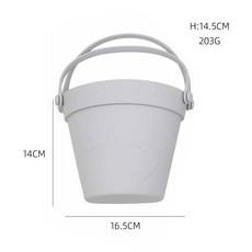 DFMEI 兒童夏季玩具可愛動物模型海邊沙灘玩具橡膠沙丘沙模工具套裝玩具, 1個, 單個桶淺灰色:如圖