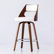 찰리 회전 원목 가죽 바텐 높은 아일랜드식탁 홈바 의자, 아이보리, 1개