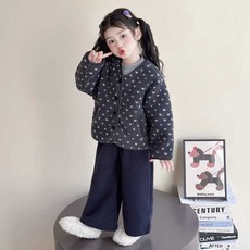 中小女童冬裝加厚毛毛衣外套 韓版時尚桃心時裝秋冬季保暖外穿衣服
