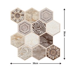 【奧本舖】紅磚壁貼 3D壁貼 立體壁貼 文化石壁貼 3D立體壁貼 磚紋壁貼 立體壁貼 工業風壁貼 防撞壁貼 防水壁貼, 1個, 圖騰六角磚B544
