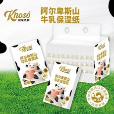Khoso 快樂森林 阿爾卑斯牛乳保濕面紙 6層7抽*10包 嬰兒柔潤親膚, 1個, 一提 6層7抽*10包(355g)