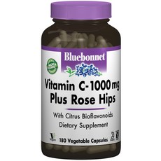 Bluebonnet 玫瑰果維他命C植物膠囊 1000mg, 180顆, 1罐