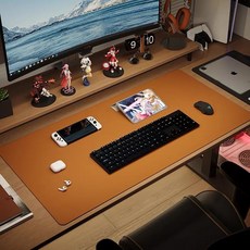 감성작가 가죽 데스크매트 사무용품 데스커 책상패드 보호 매트 덮개 방수패드 책상깔판, 라이트 브라운