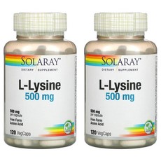 솔라레이 L 라이신 500mg Solaray L-Lysine, 2개, 120정