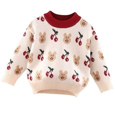 萱寶媽咪baby童裝館 韓版兒童長袖針織愛心上衣 圓點毛衣 女童紅色滿印愛心毛線上衣 針織衫 兒童針織上衣 女童針織上衣 兒童長袖上衣 童裝