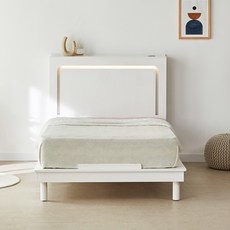 벨루틴 스노우 다리형 SS 조명 침대프레임, 화이트