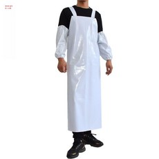 공업용앞치마 대형앞치마 산업용 정육앞치마 식품공장 앞치마, 화이트 두꺼운 어깨끈 115x80 + 소매
