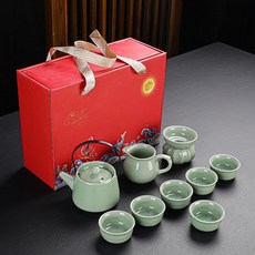 創意哥窯茶具套裝地產車企私司活動伴手禮物, 1個, 哥窯茶具組提梁壺紅禮盒:如圖所示612