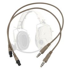 HEARFALCOM TAC700 헤드셋과 호환되는 전술 헤드셋 액세서리 듀얼 채널 케이블 와이어 어댑터 (듀얼 패스 DE), 듀얼 패스 케이블 DE
