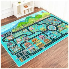 Fuzorise Kids Car Rug Play Mat City Road Rug for Playroom Bedroom Boys and Girls Road Traffic Ca