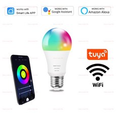 Tuya 스마트 WiFi LED 전구 E27 15W 20W 220V 110V Alexa 호환 RGBCW Led 램프 라이프 Google Assistant 홈, 02 20W, 01 예, 01 AC220V