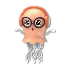 LED 댄싱 해파리 로봇 젤리피쉬 문어 피규어 모형, 베이지, 1개