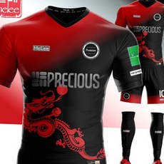 (올핀) 멜레 - 프레시우스 검정 축구유니폼 반팔+쇼트상하세트/승화전사유니폼/빨강그라데이션