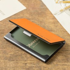 [각인가능]오브리즈 천연소가죽 명함케이스, 플래임오렌지(각인신청O), 1개