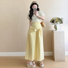 孕婦套裝 夏季波點娃娃衫短袖上衣與寬褲兩件套
