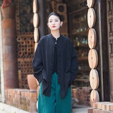 復古盤扣開衫外套女裝 寬鬆棉麻上衣 日系文藝風防曬衫
